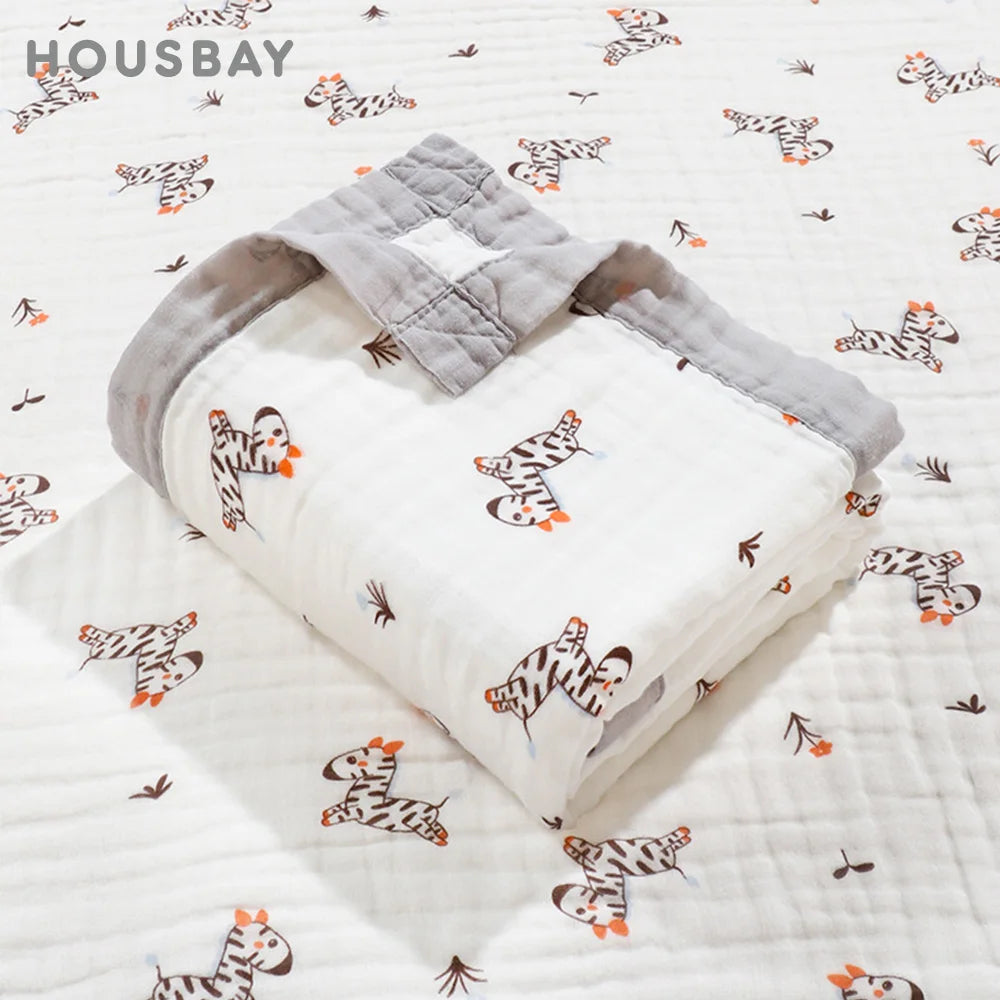 6 Layers Gauze Bath Towel Baby Blanket 110*110Cm Soft Breathable Muslin Cotton Absorbent Towel Infant Wrap Newborn Swaddle