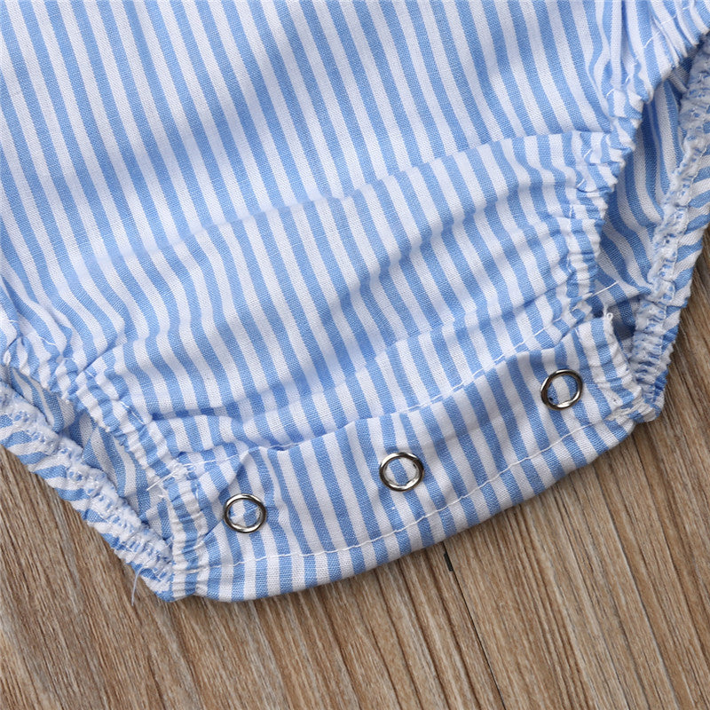 0-36m Unisex Baby Cotton Romper Sleeveless Suspender Solid Stripe Boys Jumpsuits With Button Casual Playsuits For Newborn Girls