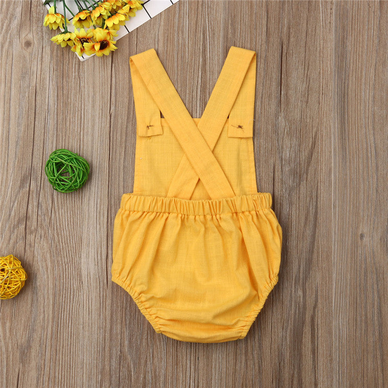 0-36m Unisex Baby Cotton Romper Sleeveless Suspender Solid Stripe Boys Jumpsuits With Button Casual Playsuits For Newborn Girls