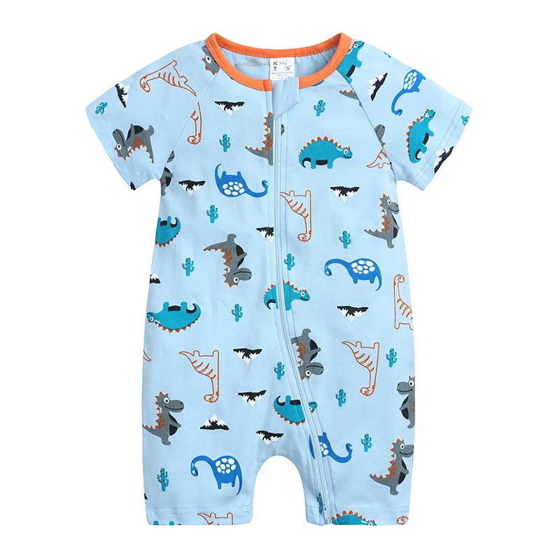 Summer Newborn Baby Cotton Bodysuits Infant Boy Girl Print Romper Fashion Short Sleeve Toddler Jumpsuit Soft Skin-friendly Thih