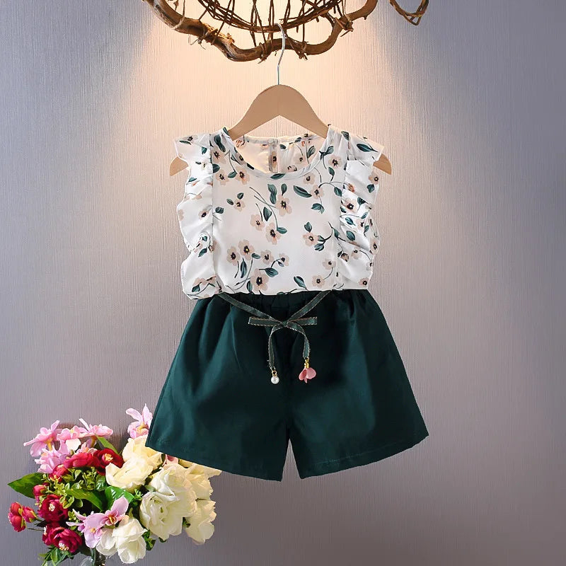 Toddler Girl Summer Clothing Set Baby Girls Printed T-shirt + Short Pants Outfit Infant Kids' Fashion Clothes 0-5 Years