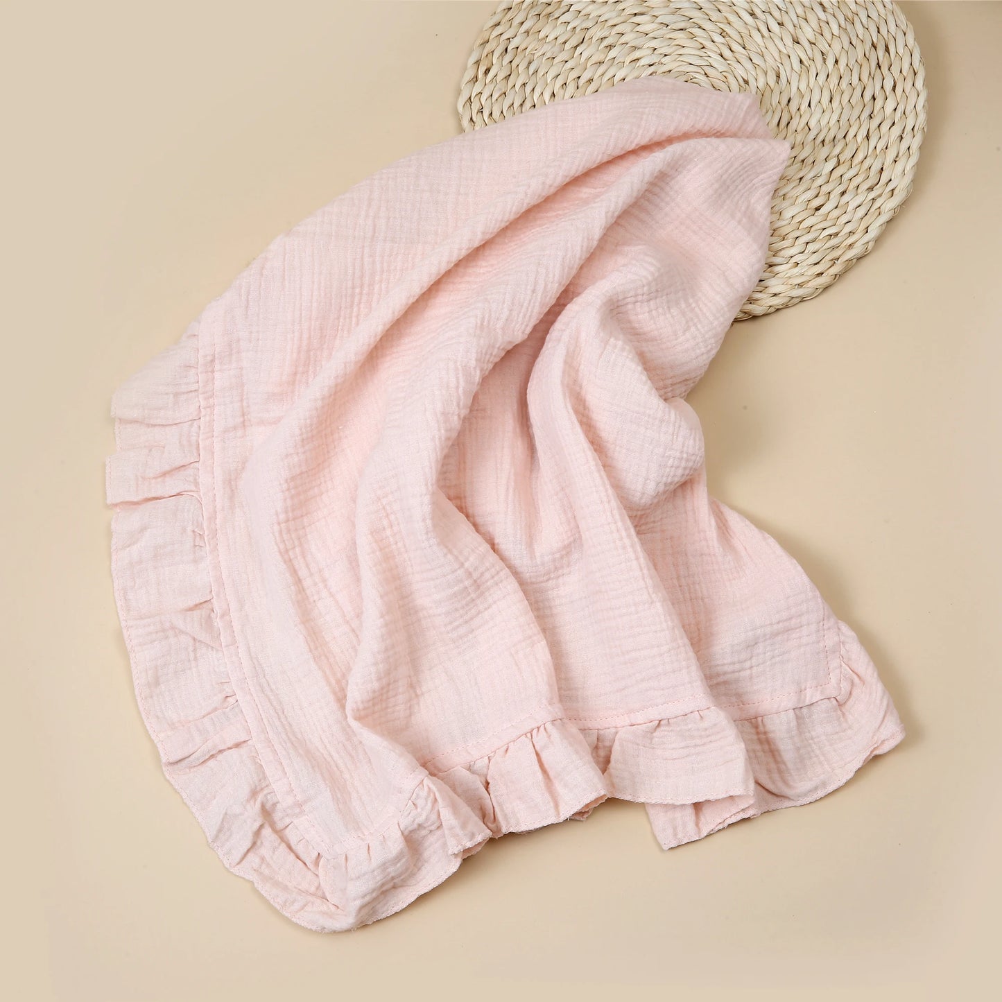 Organic Cotton Baby Blankets Newborn Muslin Swaddle Baby Wrap Gauze Ruffle Blanket Bedding Items Babies Accessories