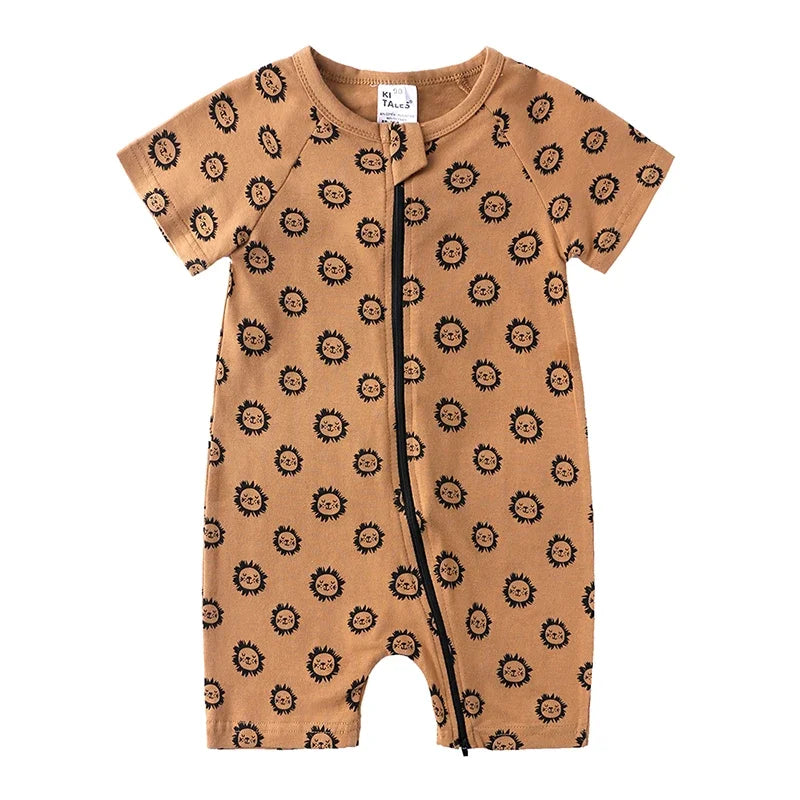 Summer Newborn Baby Cotton Bodysuits Infant Boy Girl Print Romper Fashion Short Sleeve Toddler Jumpsuit Soft Skin-friendly Thih