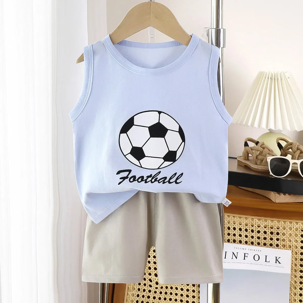 2PCS Cotton T-shirts Shorts Tank Top Boys Girls Sleeveless Children Sets Kids Clothes Vest Suit Summer Children Clothing Baby