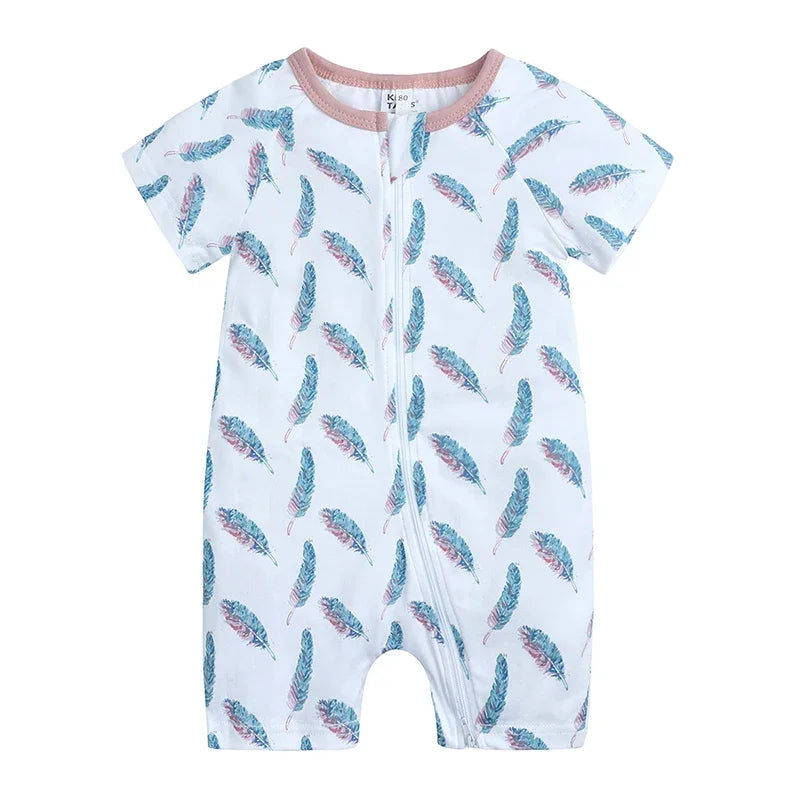 Summer Newborn Baby Cotton Bodysuits Infant Boy Girl Print Romper Fashion Short Sleeve Toddler Jumpsuit Soft Skin-friendly Thih