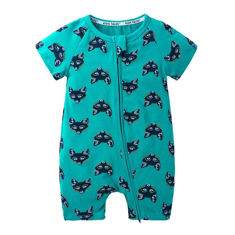 Summer Newborn Baby Cotton Bodysuits Infant Boy Girl Print Romper Fashion Short Sleeve Toddler Jumpsuit Soft Skin-friendly Thih