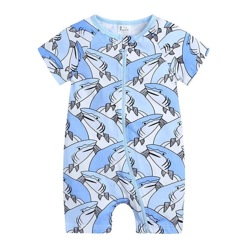 Summer Newborn Baby Cotton Bodysuits Infant Boy Girl Print Romper Fashion Short Sleeve Toddler Jumpsuit Soft Skin-friendly Thih