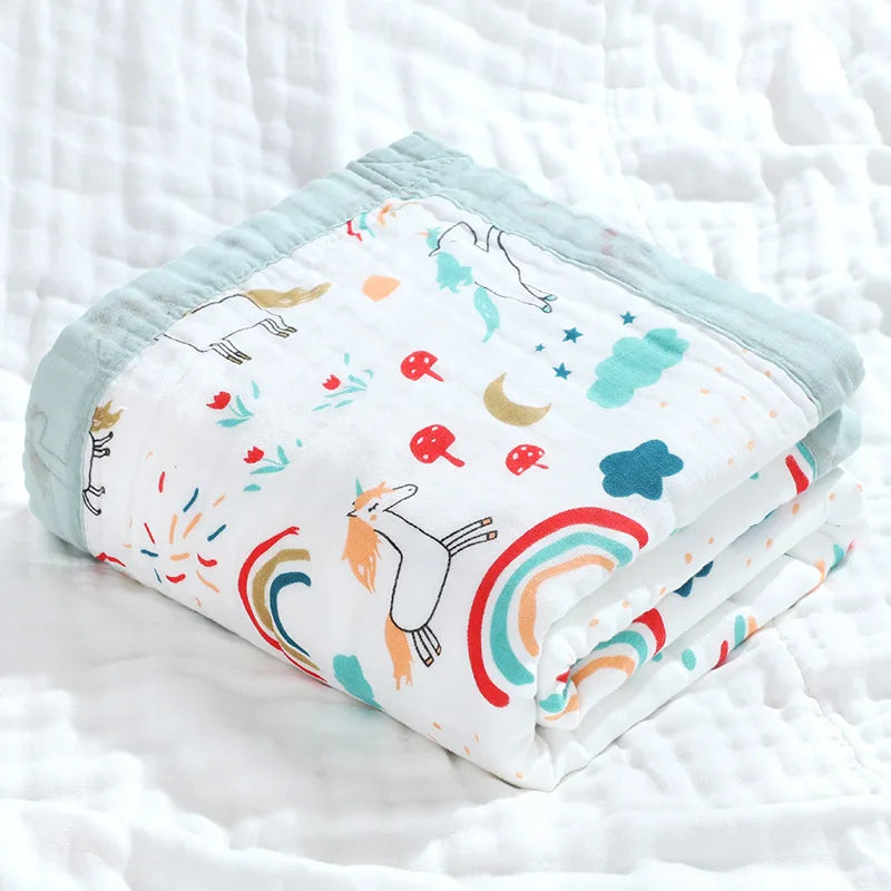 6 Layers Gauze Bath Towel Baby Blanket 110*110Cm Soft Breathable Muslin Cotton Absorbent Towel Infant Wrap Newborn Swaddle