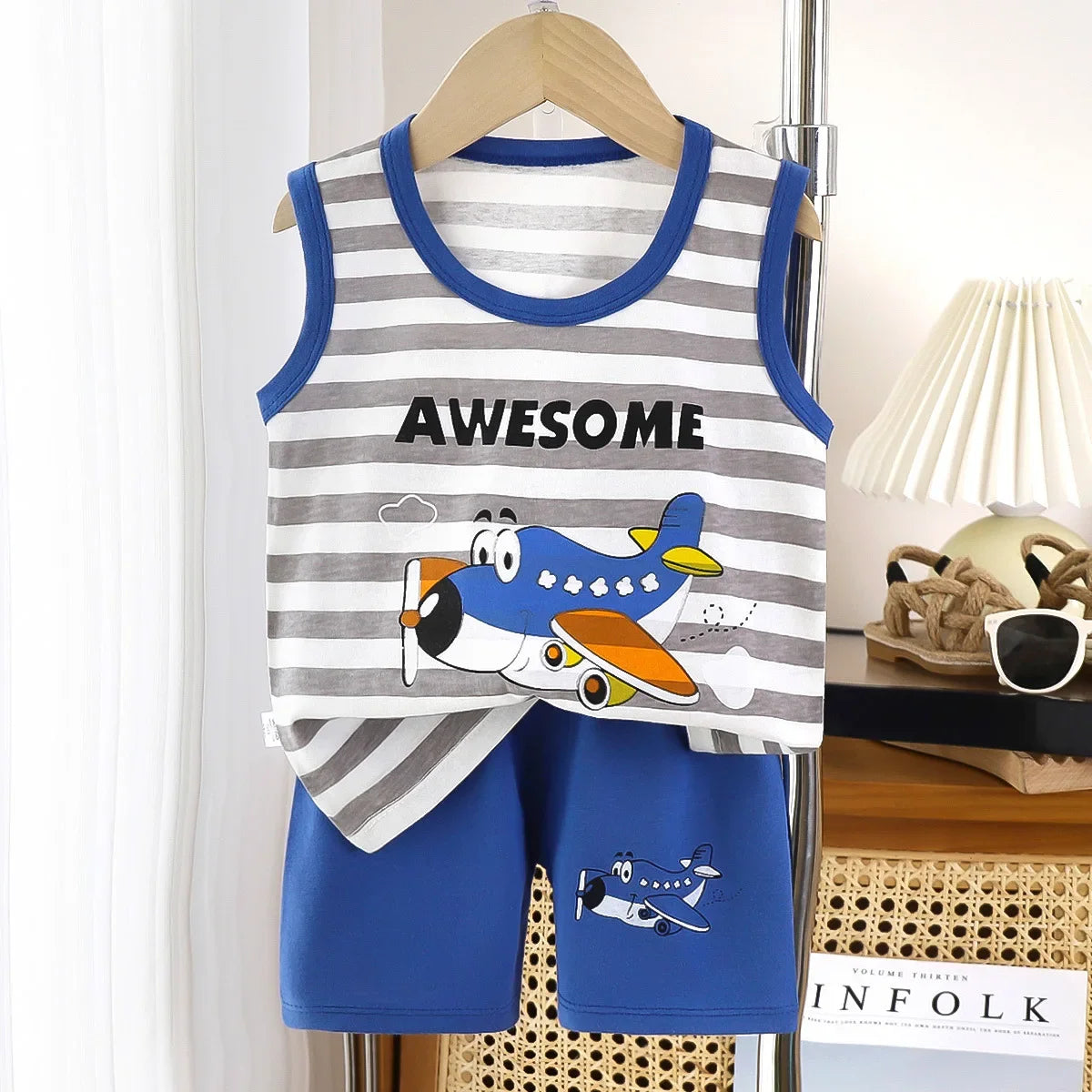 2PCS Cotton T-shirts Shorts Tank Top Boys Girls Sleeveless Children Sets Kids Clothes Vest Suit Summer Children Clothing Baby