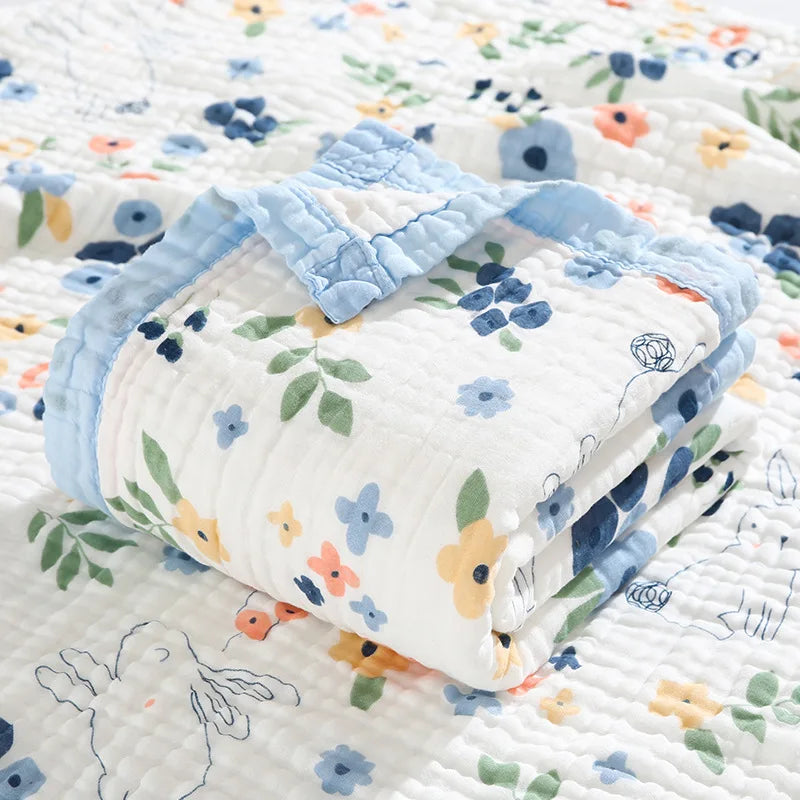 6 Layers Gauze Bath Towel Baby Blanket 110*110Cm Soft Breathable Muslin Cotton Absorbent Towel Infant Wrap Newborn Swaddle