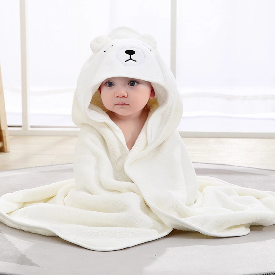Baby Animal-Shaped Bathrobe, Quick-Absorbing Soft Hooded Bath Towel, Baby Wrap Blanket, Suitable for Bathroom, Beach, and Multiple Bathing Scenarios, a Holiday Gift for Children