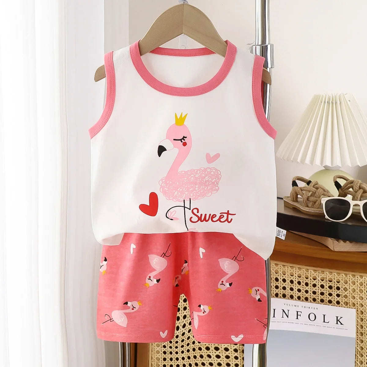 2PCS Cotton T-shirts Shorts Tank Top Boys Girls Sleeveless Children Sets Kids Clothes Vest Suit Summer Children Clothing Baby