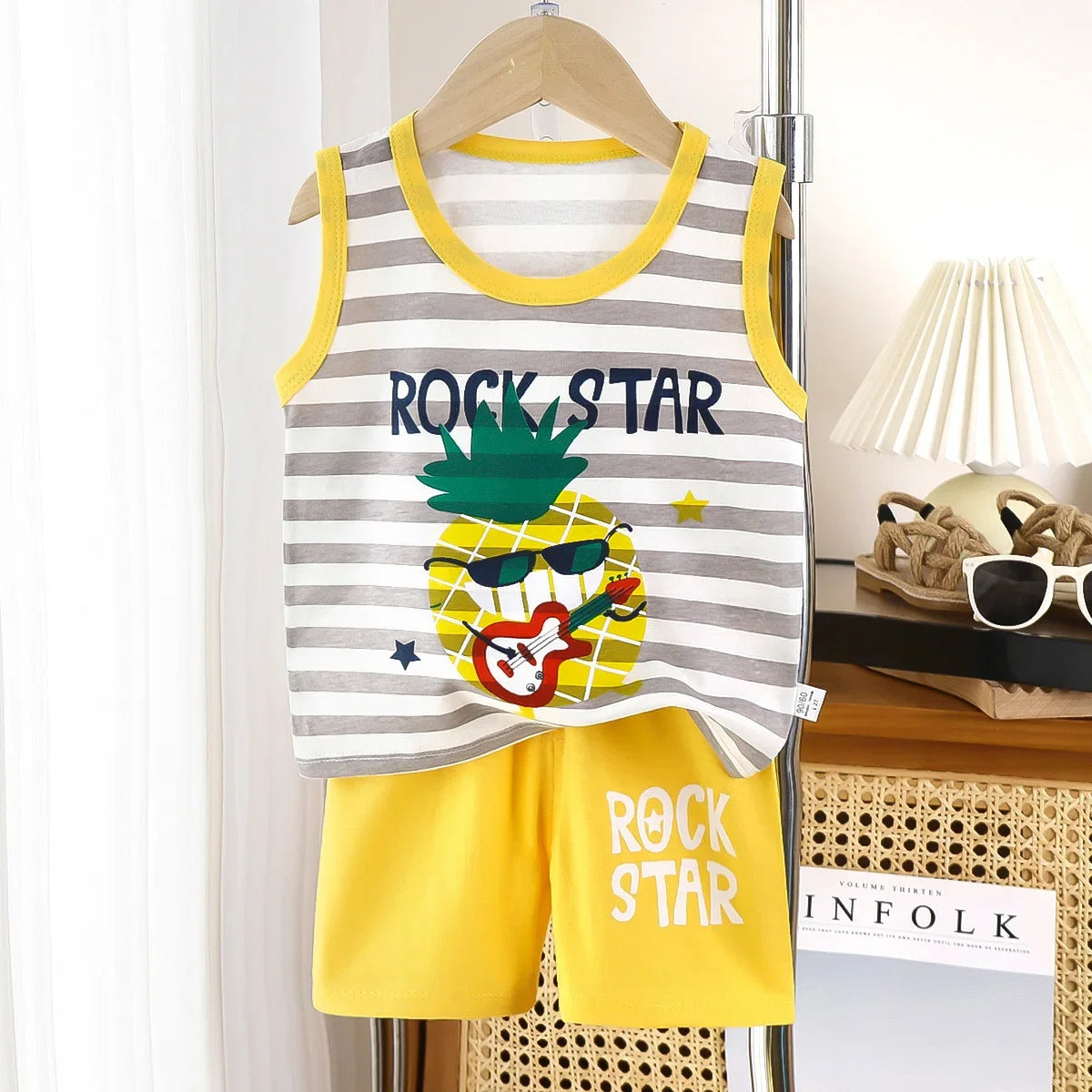 2PCS Cotton T-shirts Shorts Tank Top Boys Girls Sleeveless Children Sets Kids Clothes Vest Suit Summer Children Clothing Baby