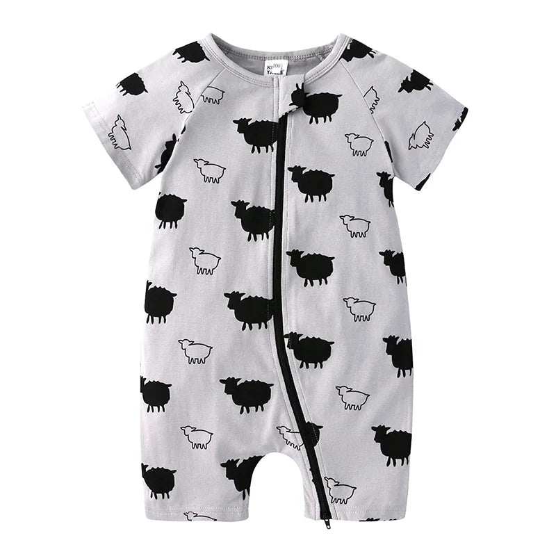 Summer Newborn Baby Cotton Bodysuits Infant Boy Girl Print Romper Fashion Short Sleeve Toddler Jumpsuit Soft Skin-friendly Thih