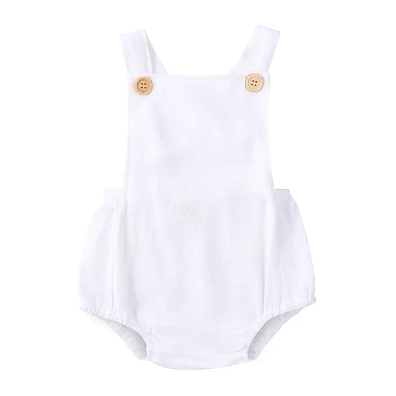 2026 Summer Newborn Baby Boys Girls Rompers Jumpsuit Overalls for Kids Cotton Linen Sleeveless Infant Baby Clothing