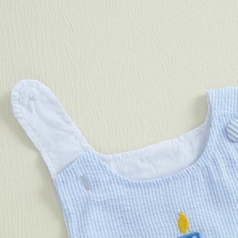 Baby Boys Birthday Jumpsuits Toddler Sleeveless Round Neck Cupcake Embroidery Loose Rompers Newborn Playsuits Summer Clothes