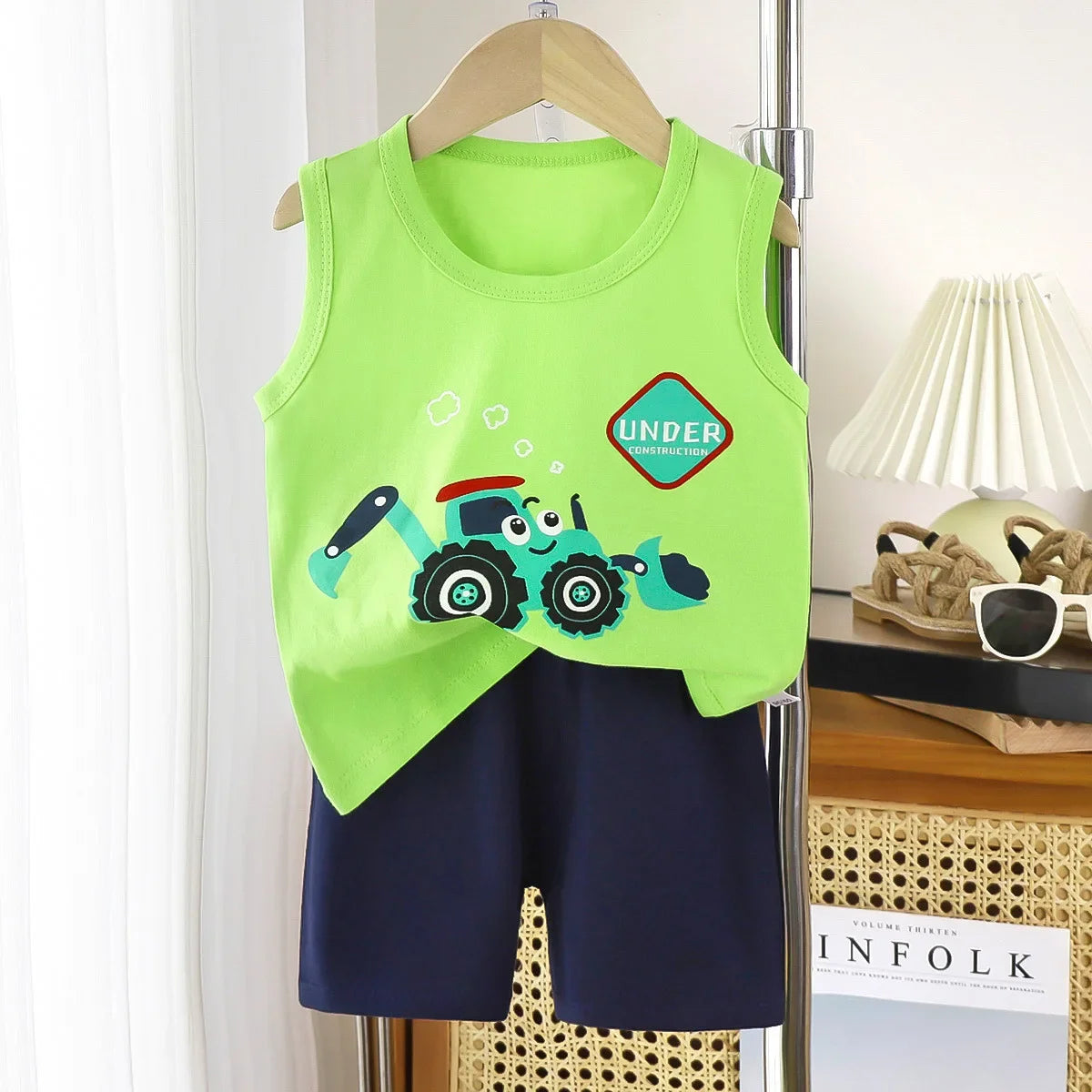 2PCS Cotton T-shirts Shorts Tank Top Boys Girls Sleeveless Children Sets Kids Clothes Vest Suit Summer Children Clothing Baby