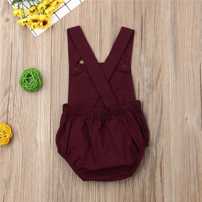 0-36m Unisex Baby Cotton Romper Sleeveless Suspender Solid Stripe Boys Jumpsuits With Button Casual Playsuits For Newborn Girls